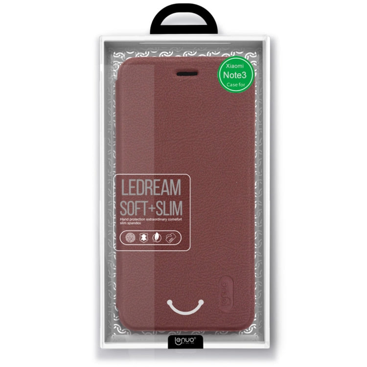 Lenuo for Xiaomi Mi Note 3 PU+PC Litchi Texture Horizontal Flip Leather Case Cover with Card Slot