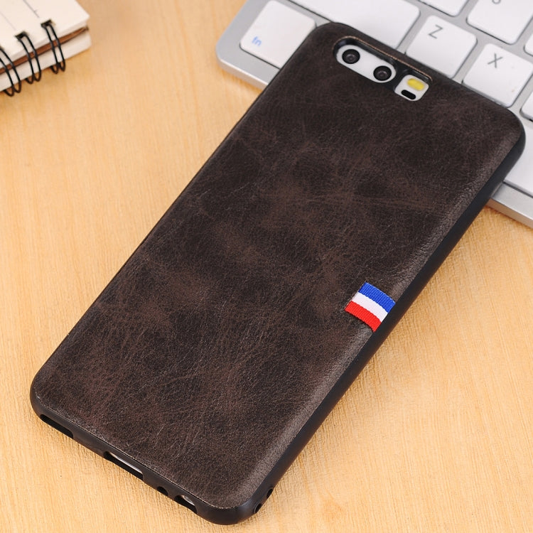 For Huawei P10 PU Leather Crazy Horse Texture Flag Detail Protective Back Case