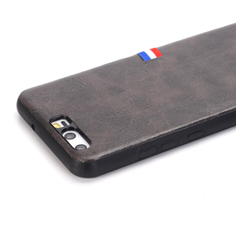 For Huawei P10 Plus PU Leather Crazy Horse Texture Flag Detail Protective Back Case
