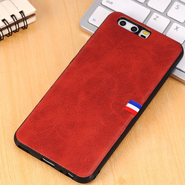 For Huawei P10 Plus PU Leather Crazy Horse Texture Flag Detail Protective Back Case