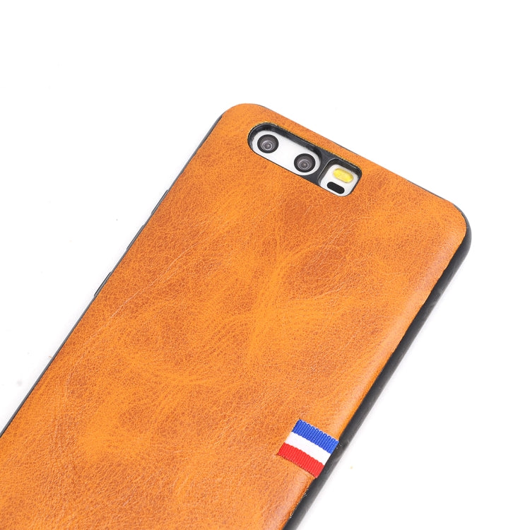 For Huawei P10 Plus PU Leather Crazy Horse Texture Flag Detail Protective Back Case