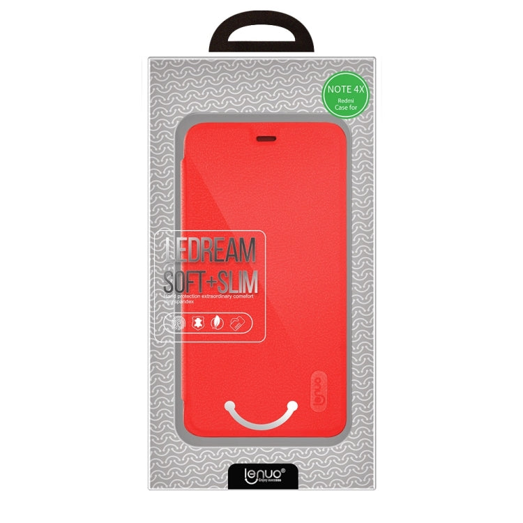 Lenuo for Xiaomi Redmi Note 4X PU+PC Litchi Texture Horizontal Flip Leather Case with Card Slots