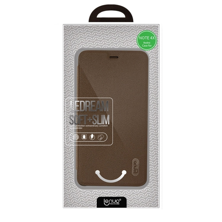 Lenuo for Xiaomi Redmi Note 4X PU+PC Litchi Texture Horizontal Flip Leather Case with Card Slots