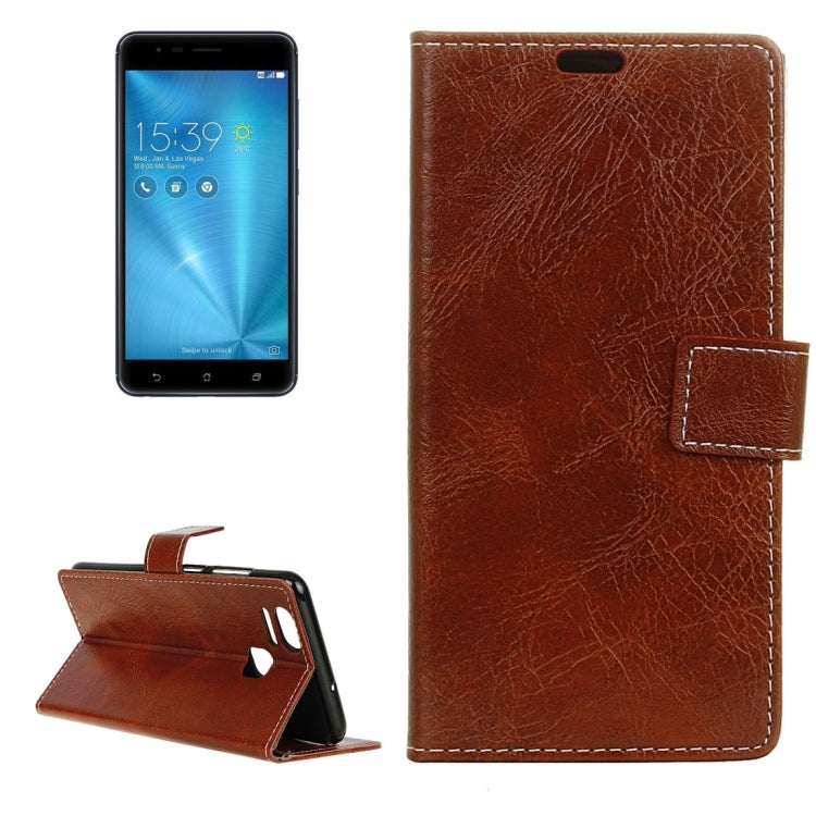 For ASUS ZenFone 3 Zoom / ZE553KL Retro Crazy Horse Texture Horizontal Flip Leather Case with Holder & Card Slots & Wallet & Photo Frame