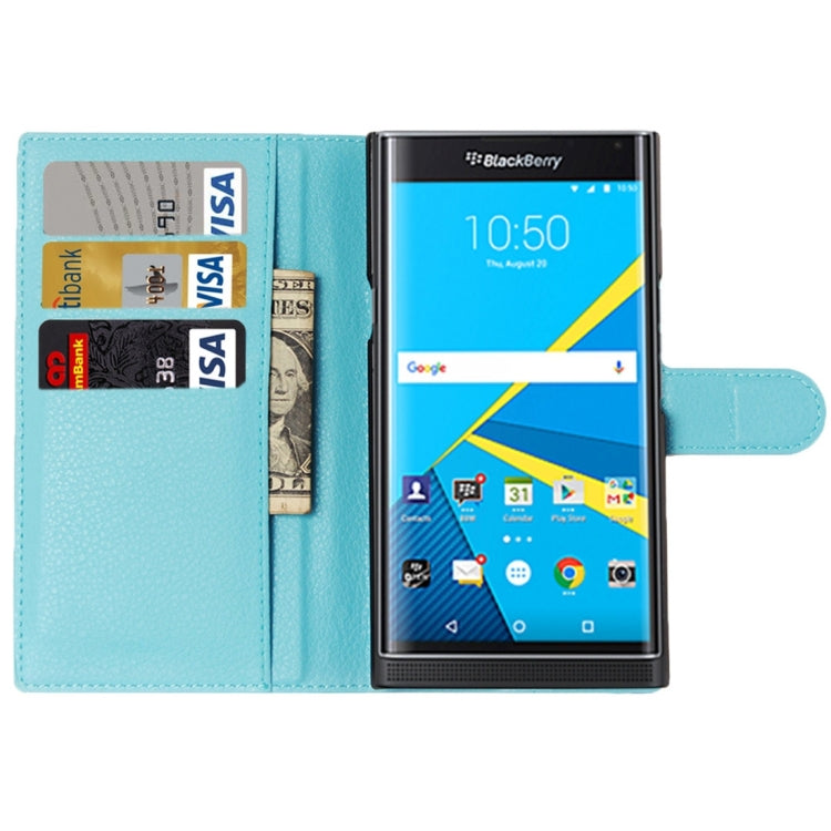 For Blackberry Priv Litchi Texture Horizontal Flip Leather Case with Magnetic Buckle & Holder & Card Slots & Wallet
