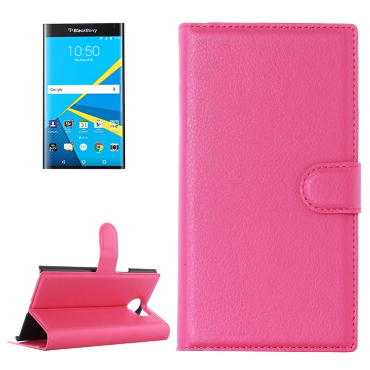For Blackberry Priv Litchi Texture Horizontal Flip Leather Case with Magnetic Buckle & Holder & Card Slots & Wallet