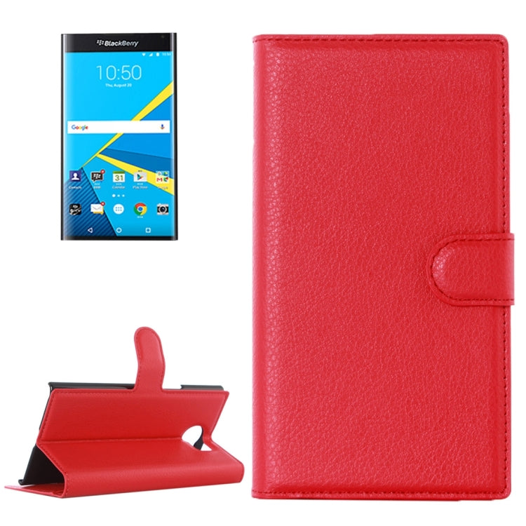 For Blackberry Priv Litchi Texture Horizontal Flip Leather Case with Magnetic Buckle & Holder & Card Slots & Wallet