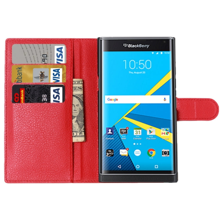 For Blackberry Priv Litchi Texture Horizontal Flip Leather Case with Magnetic Buckle & Holder & Card Slots & Wallet