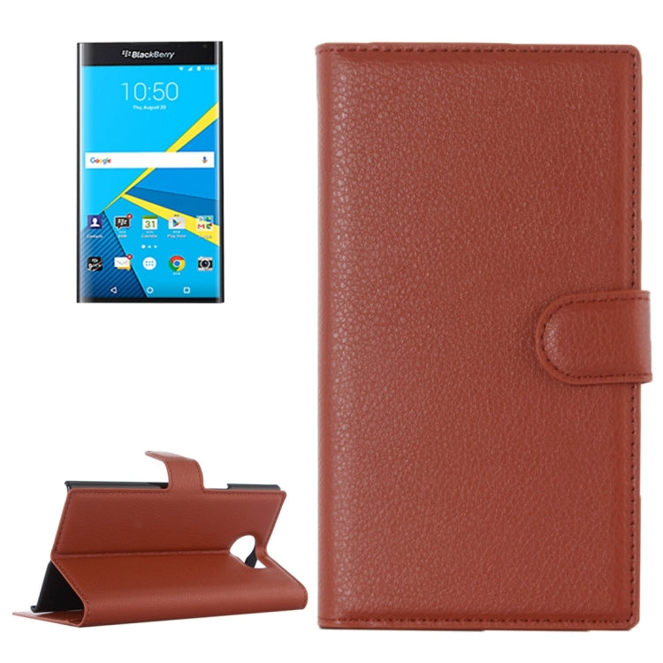 For Blackberry Priv Litchi Texture Horizontal Flip Leather Case with Magnetic Buckle & Holder & Card Slots & Wallet