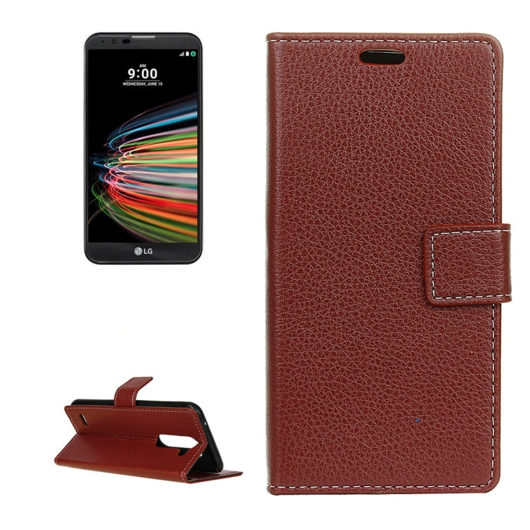 For LG X Mach Litchi Texture Horizontal Flip Leather Case with Holder & Card Slots & Wallet & Photo Frame