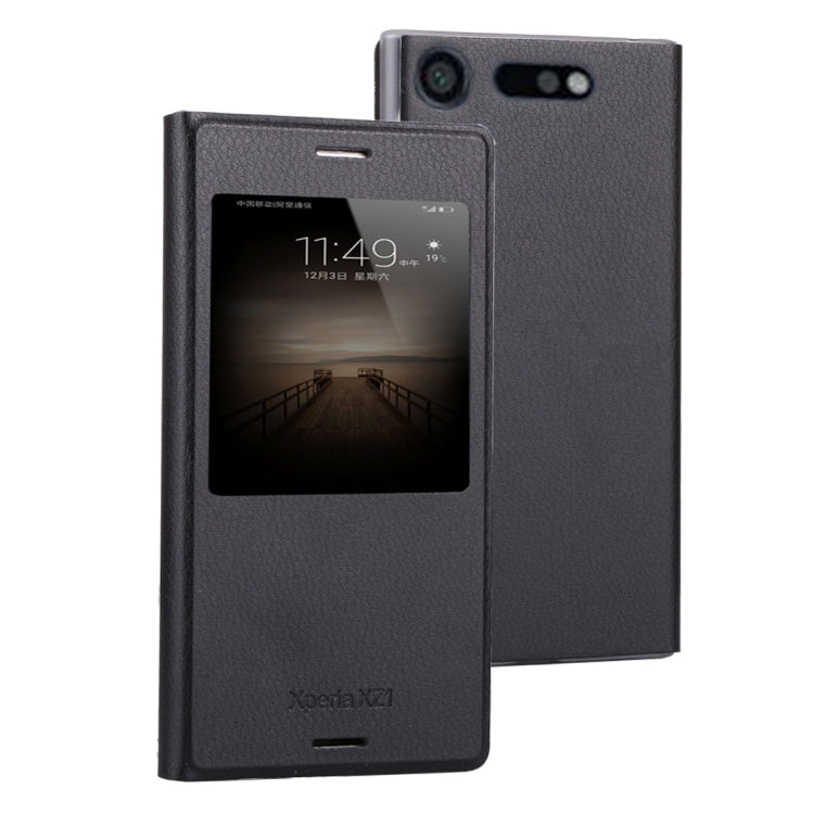 For Sony Xperia XZ1 Litchi Texture Horizontal Flip Leather Case with Call Display ID