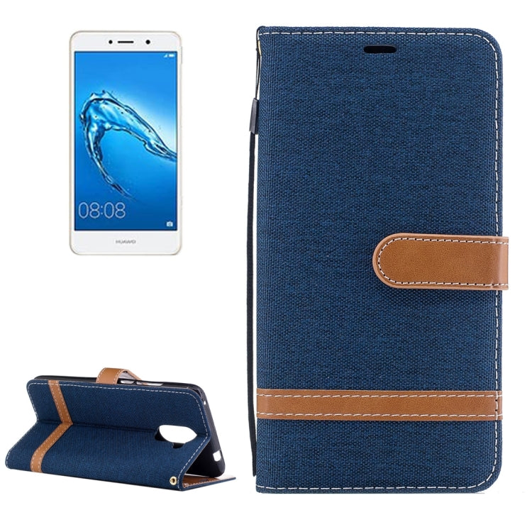 For Huawei Y7 Denim Texture Leather Case with Holder & Card Slots & Wallet & Lanyard