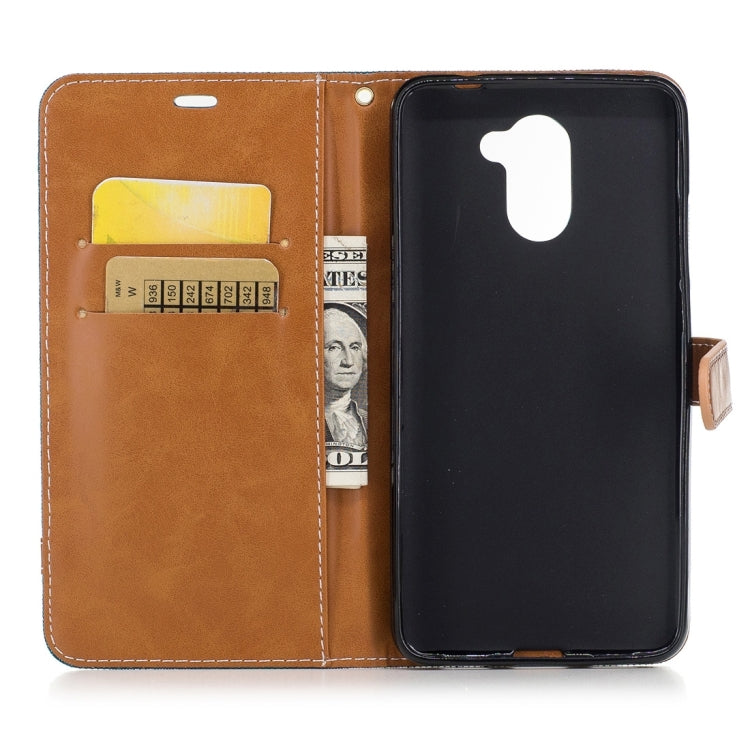 For Huawei Y7 Denim Texture Leather Case with Holder & Card Slots & Wallet & Lanyard
