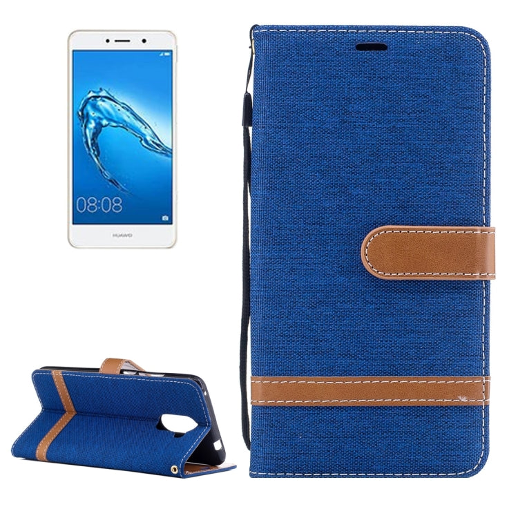 For Huawei Y7 Denim Texture Leather Case with Holder & Card Slots & Wallet & Lanyard