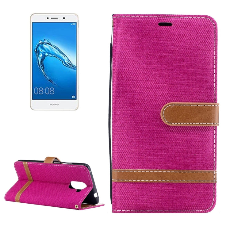 For Huawei Y7 Denim Texture Leather Case with Holder & Card Slots & Wallet & Lanyard