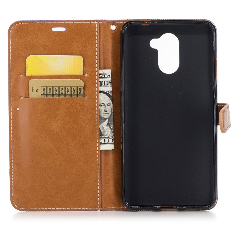 For Huawei Y7 Denim Texture Leather Case with Holder & Card Slots & Wallet & Lanyard