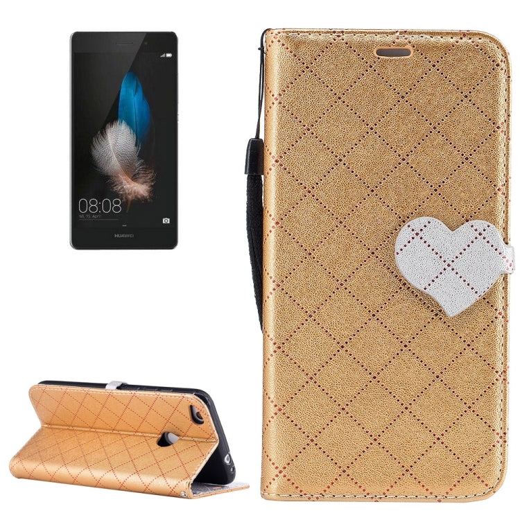 For Huawei P8 Lite (2017) TPU + PU LOVE for Contrast Color Lattice Horizontal Flip Leather Case with Holder & Card Slots & Wallet & Lanyard