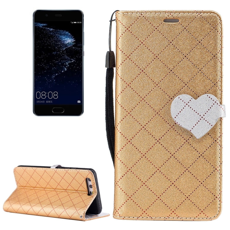 For Huawei P10 TPU + PU LOVE for Contrast Color Lattice Horizontal Flip Leather Case with Holder & Card Slots & Wallet & Lanyard