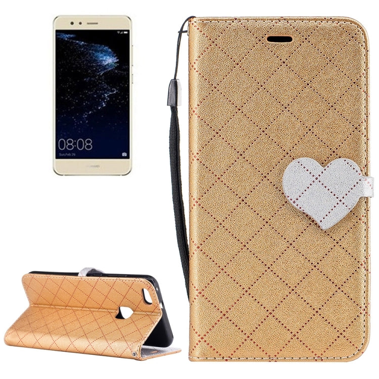 For Huawei P10 Lite TPU + PU LOVE for Contrast Color Lattice Horizontal Flip Leather Case with Holder & Card Slots & Wallet & Lanyard