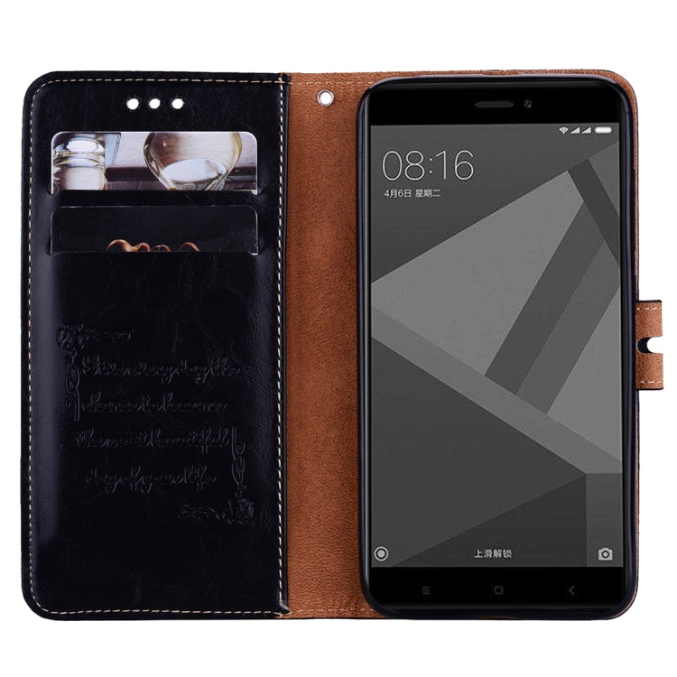 For Xiaomi Redmi 4X Business Style Oil Wax Texture Horizontal Flip Leather Case with Holder & Card Slots & Wallet