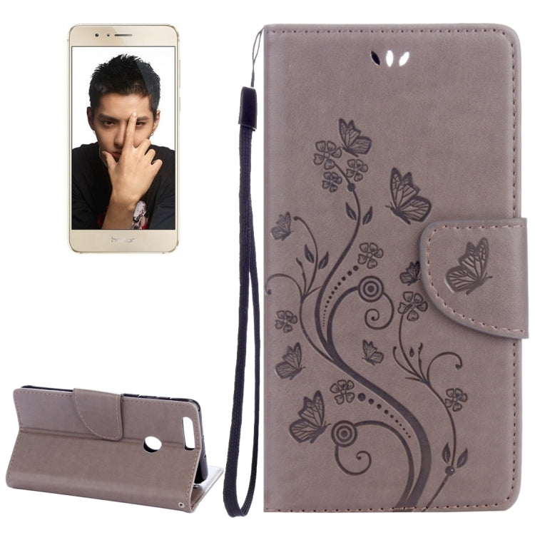 For Huawei Honor 8 Flowers Embossing Horizontal Flip Leather Case with Holder & Card Slots & Wallet & Lanyard