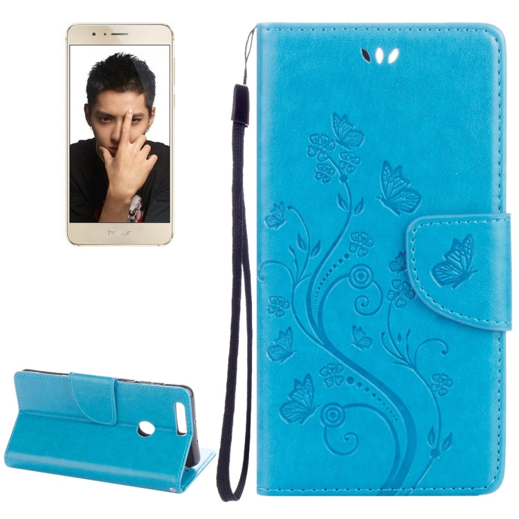 For Huawei Honor 8 Flowers Embossing Horizontal Flip Leather Case with Holder & Card Slots & Wallet & Lanyard
