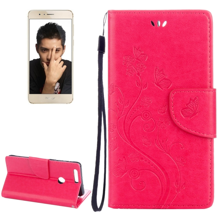 For Huawei Honor 8 Flowers Embossing Horizontal Flip Leather Case with Holder & Card Slots & Wallet & Lanyard