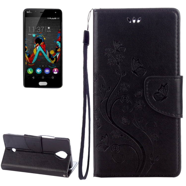 Flowers Embossing Horizontal Flip Leather Case for Wiko U Feel, with Holder & Card Slots & Wallet & Lanyard