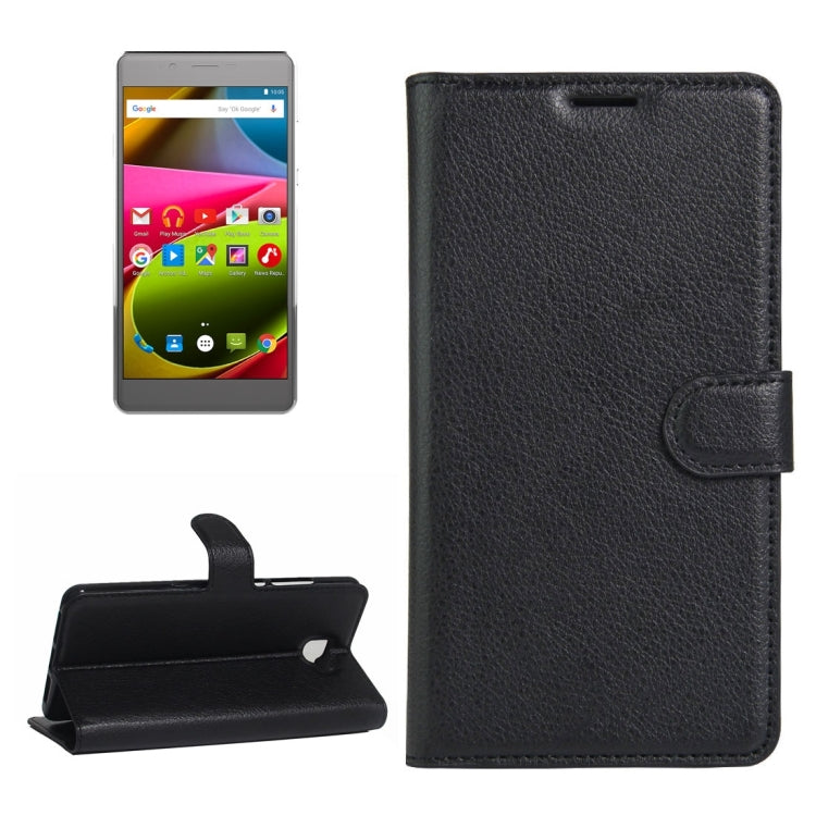 For ARCHOS 55 Cobalt Plus Litchi Texture Horizontal Flip PU Leather Case with Holder & Card Slots & Wallet