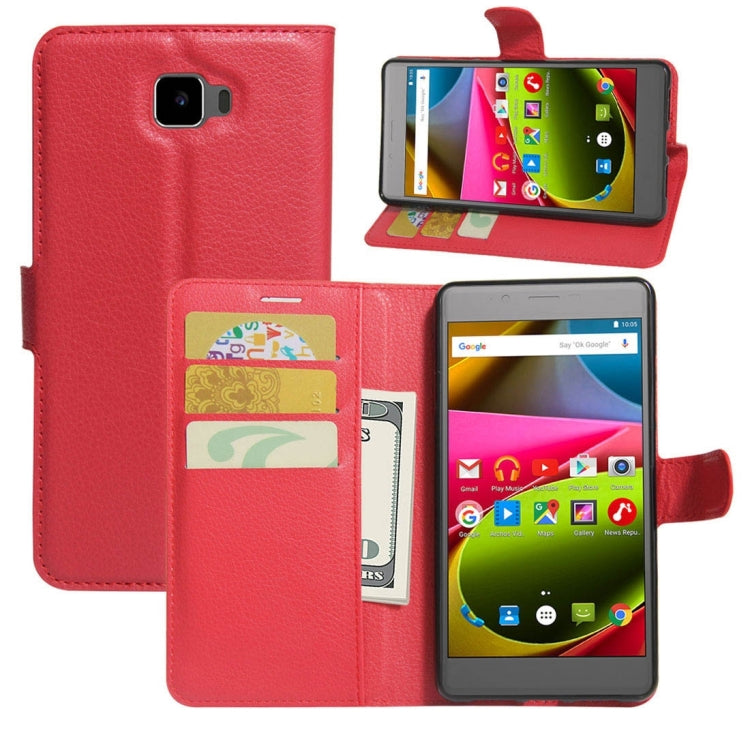 For ARCHOS 55 Cobalt Plus Litchi Texture Horizontal Flip PU Leather Case with Holder & Card Slots & Wallet