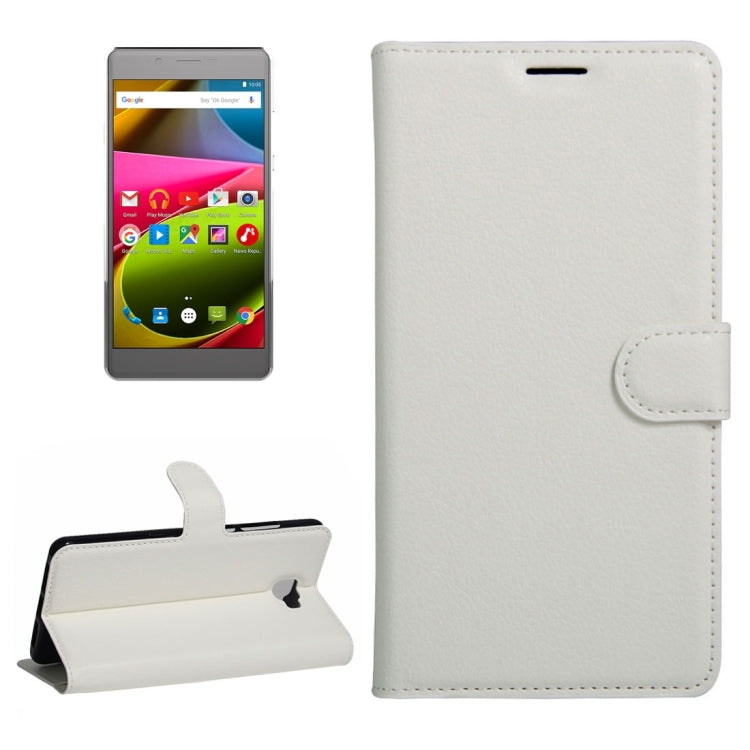 For ARCHOS 55 Cobalt Plus Litchi Texture Horizontal Flip PU Leather Case with Holder & Card Slots & Wallet