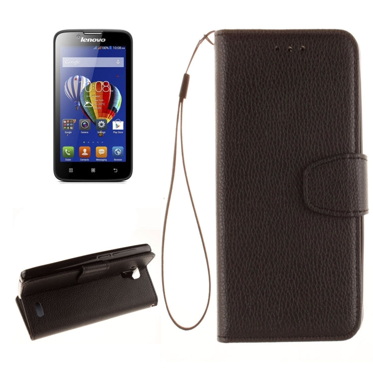 For Lenovo A536 Litchi Texture Horizontal Flip PU Leather Case with Holder & Card Slots & Wallet & Photo Frame & Lanyard