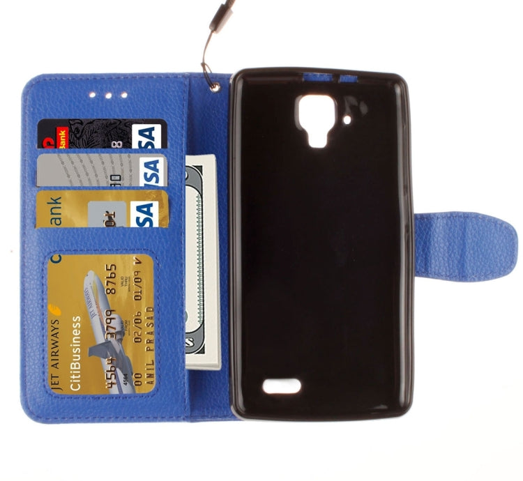 For Lenovo A536 Litchi Texture Horizontal Flip PU Leather Case with Holder & Card Slots & Wallet & Photo Frame & Lanyard