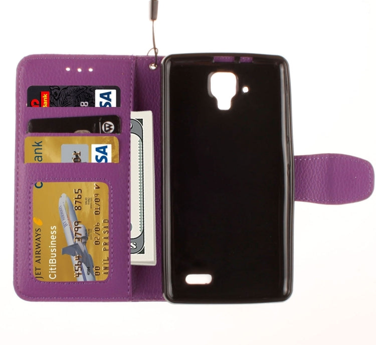 For Lenovo A536 Litchi Texture Horizontal Flip PU Leather Case with Holder & Card Slots & Wallet & Photo Frame & Lanyard