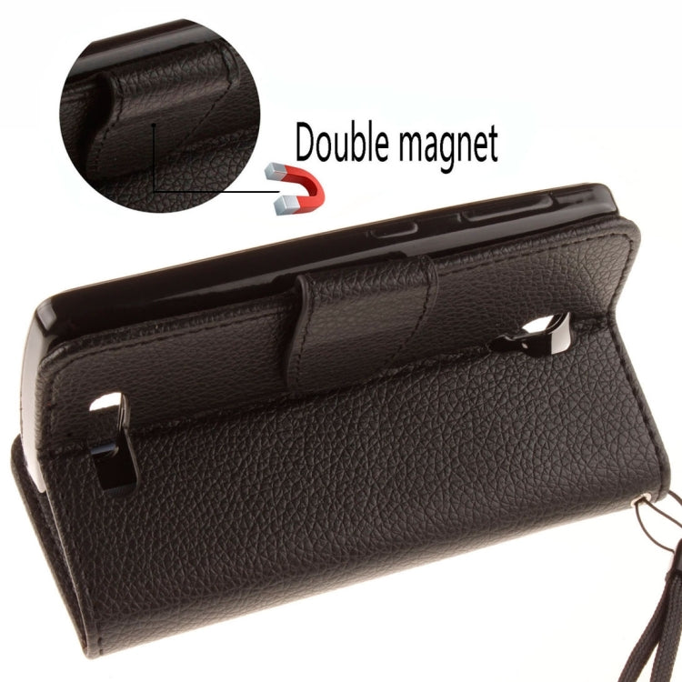 For Lenovo A1000 Litchi Texture Horizontal Flip PU Leather Case with Holder & Card Slots & Wallet & Photo Frame & Lanyard