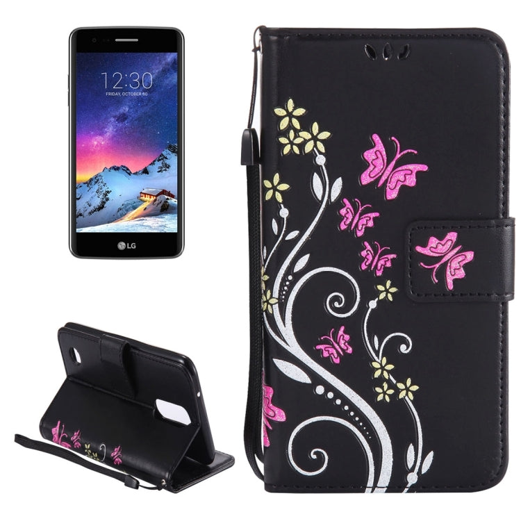 For LG K8 (2017) Painted Butterfly Pattern Horizontal Flip Leather Case with Holder & Card Slots & Wallet & Lanyard