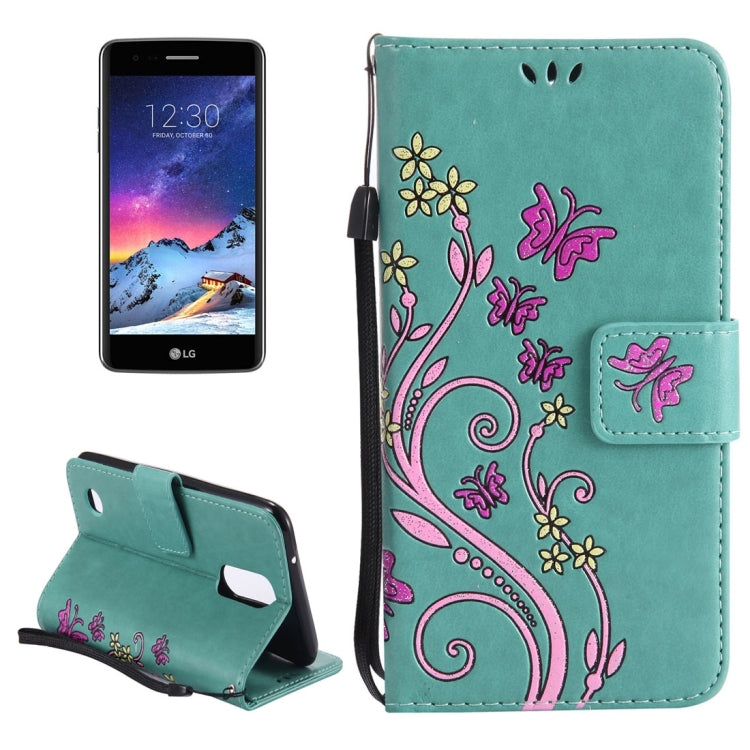 For LG K8 (2017) Painted Butterfly Pattern Horizontal Flip Leather Case with Holder & Card Slots & Wallet & Lanyard