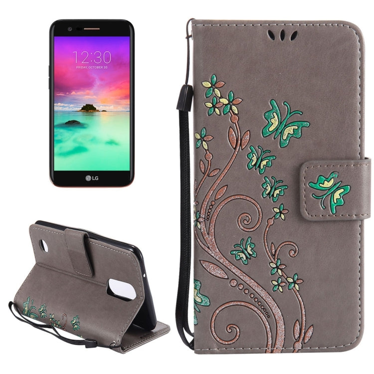 For LG K10 (2017) (US Version) Painted Butterfly Pattern Horizontal Flip Leather Case with Holder & Card Slots & Wallet & Lanyard