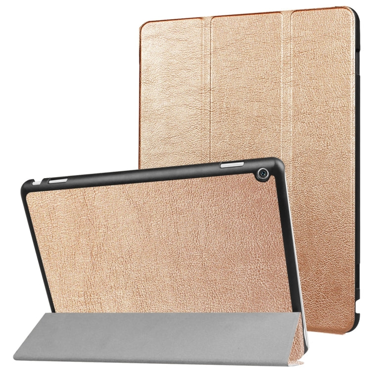 For Huawei MediaPad M3 Lite 10 Custer Texture Horizontal Flip Leather Case with 3-folding Holder & Sleep / Wake-up