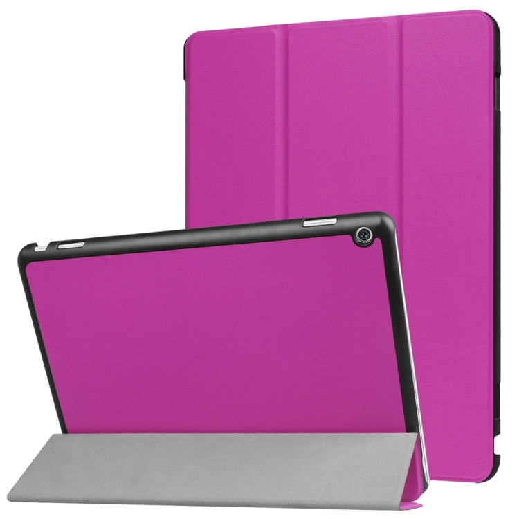 For Huawei MediaPad M3 Lite 10 Custer Texture Horizontal Flip Leather Case with 3-folding Holder & Sleep / Wake-up