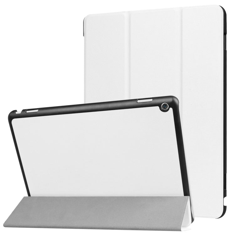 For Huawei MediaPad M3 Lite 10 Custer Texture Horizontal Flip Leather Case with 3-folding Holder & Sleep / Wake-up