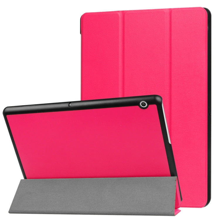For Huawei MediaPad T3 10 Custer Texture Horizontal Flip Leather Case with Three-folding Holder