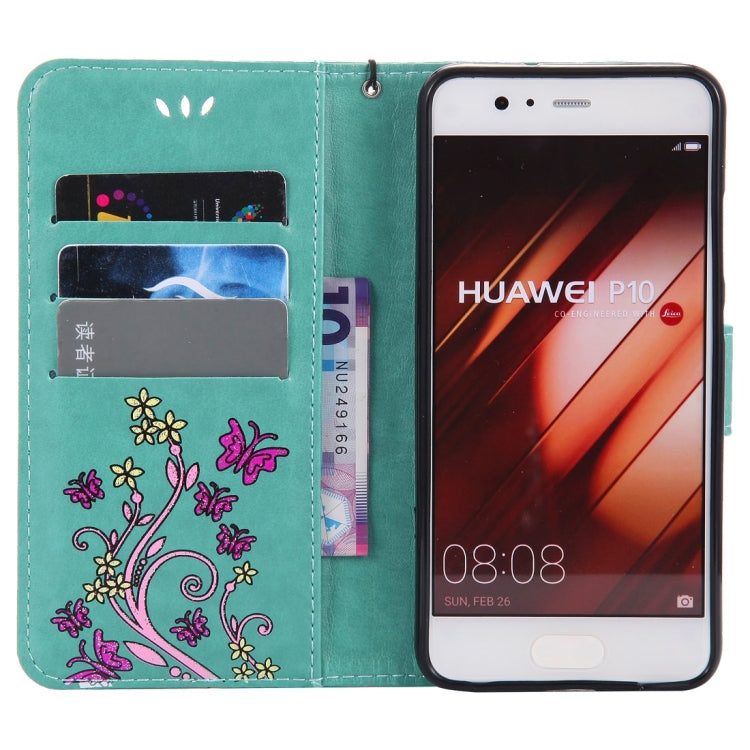 For Huawei P10 Painted Butterfly Pattern Horizontal Flip Leather Case with Holder & Card Slots & Wallet & Lanyard