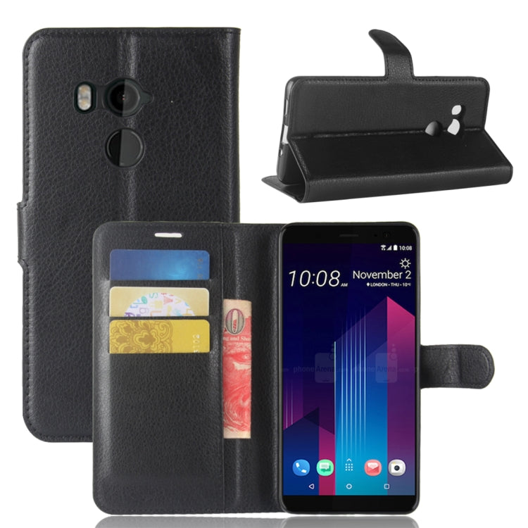 For HTC U11+ Litchi Texture Horizontal Flip Leather Case with Holder & Card Slots & Wallet