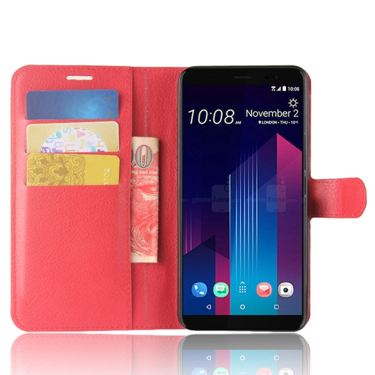 For HTC U11+ Litchi Texture Horizontal Flip Leather Case with Holder & Card Slots & Wallet