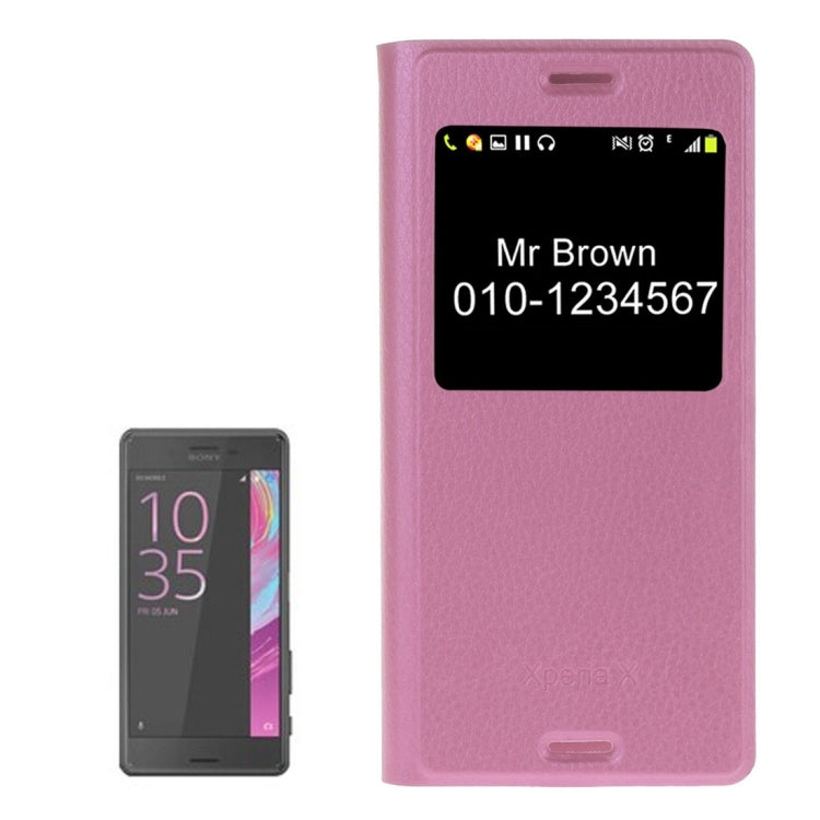 For Sony Xperia X Litchi Texture Horizontal Flip PU Leather Case with Call Display ID