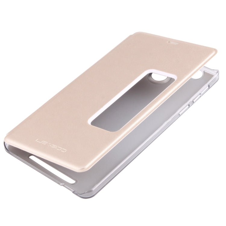 LEAGOO for Shark 1 (MPH0234) Horizontal Flip Leather Case with Call Display ID(Gold)
