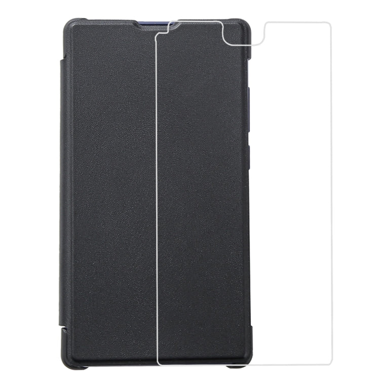 For DOOGEE MIX Lite Leather Texture Leather + Plastic Horizontal Flip Leather Case with Tempered Glass Screen Protector