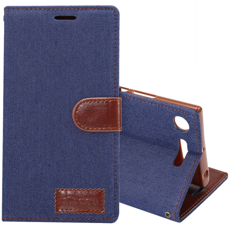 Dibase for Sony Xperia XZ1 Denim Texture TPU Horizontal Flip Leather Case with Holder & Card Slots(Dark Blue)
