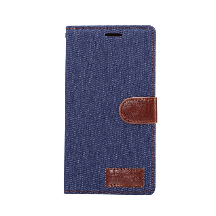 Dibase for Sony Xperia XZ1 Denim Texture TPU Horizontal Flip Leather Case with Holder & Card Slots(Dark Blue)